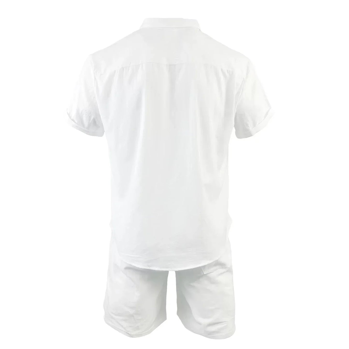 Navarita | Men's White Cotton Linen Cuban Collar Shirt