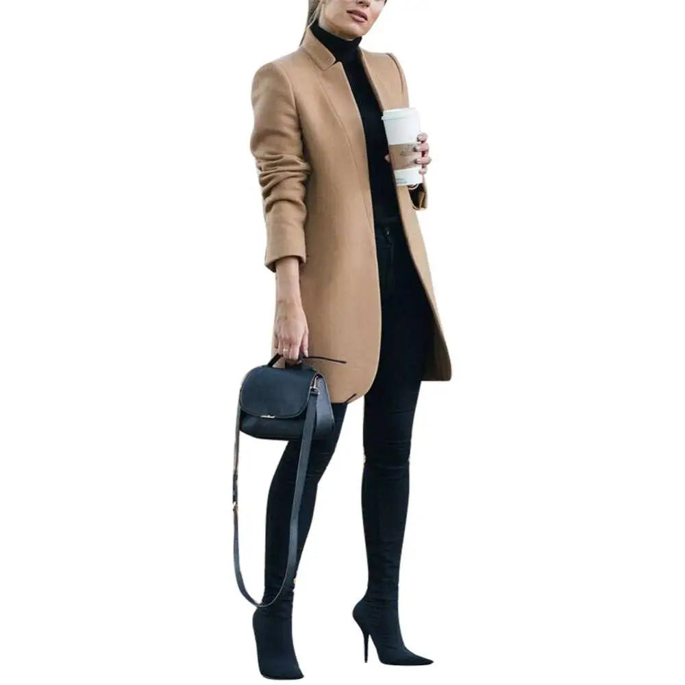 Navarita | Stand Collar Longline Woolen Coat