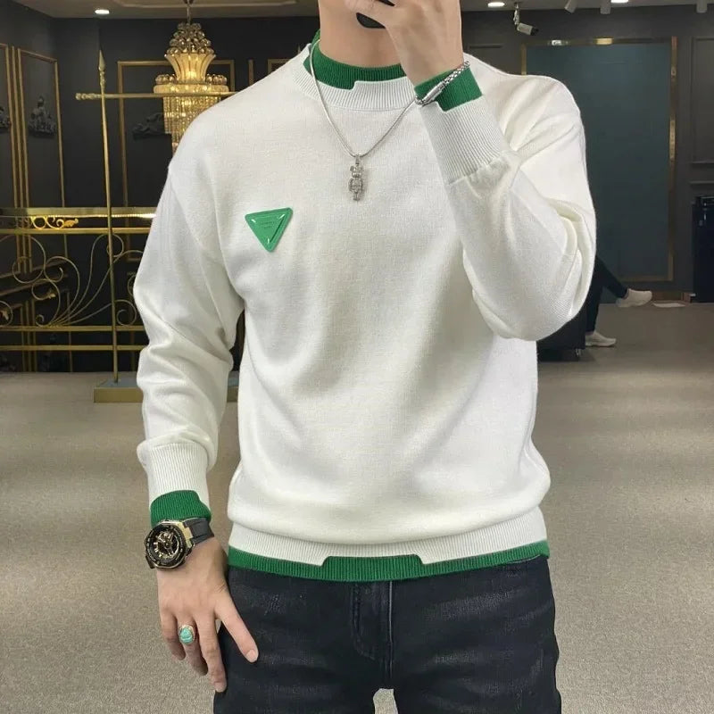 Navarita | Contrast Green Detail Knit Sweatshirt