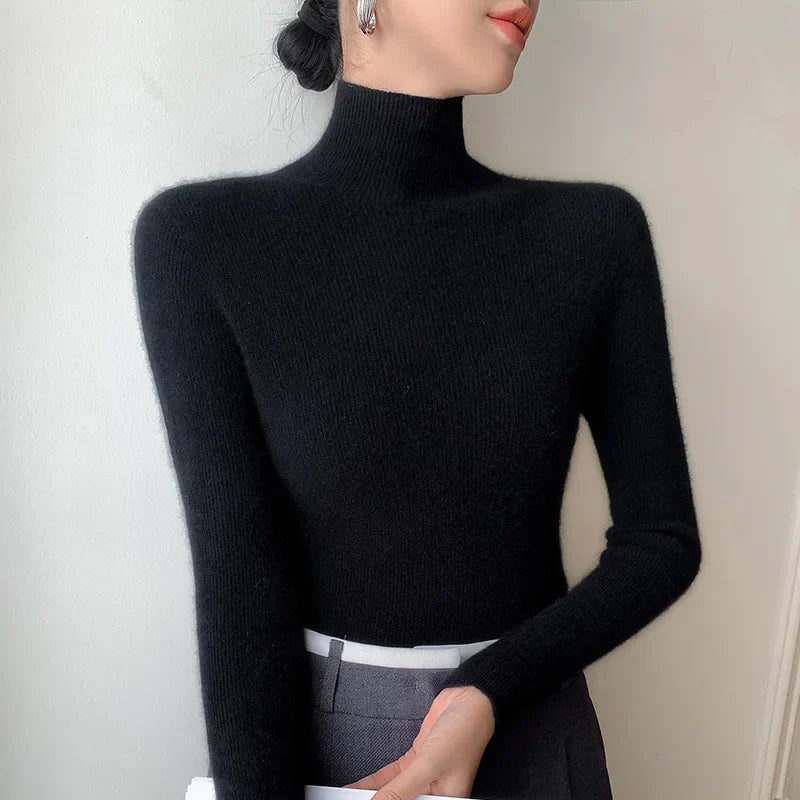 Navarita | Slim Fit High-Stretch Turtleneck Wool Sweater
