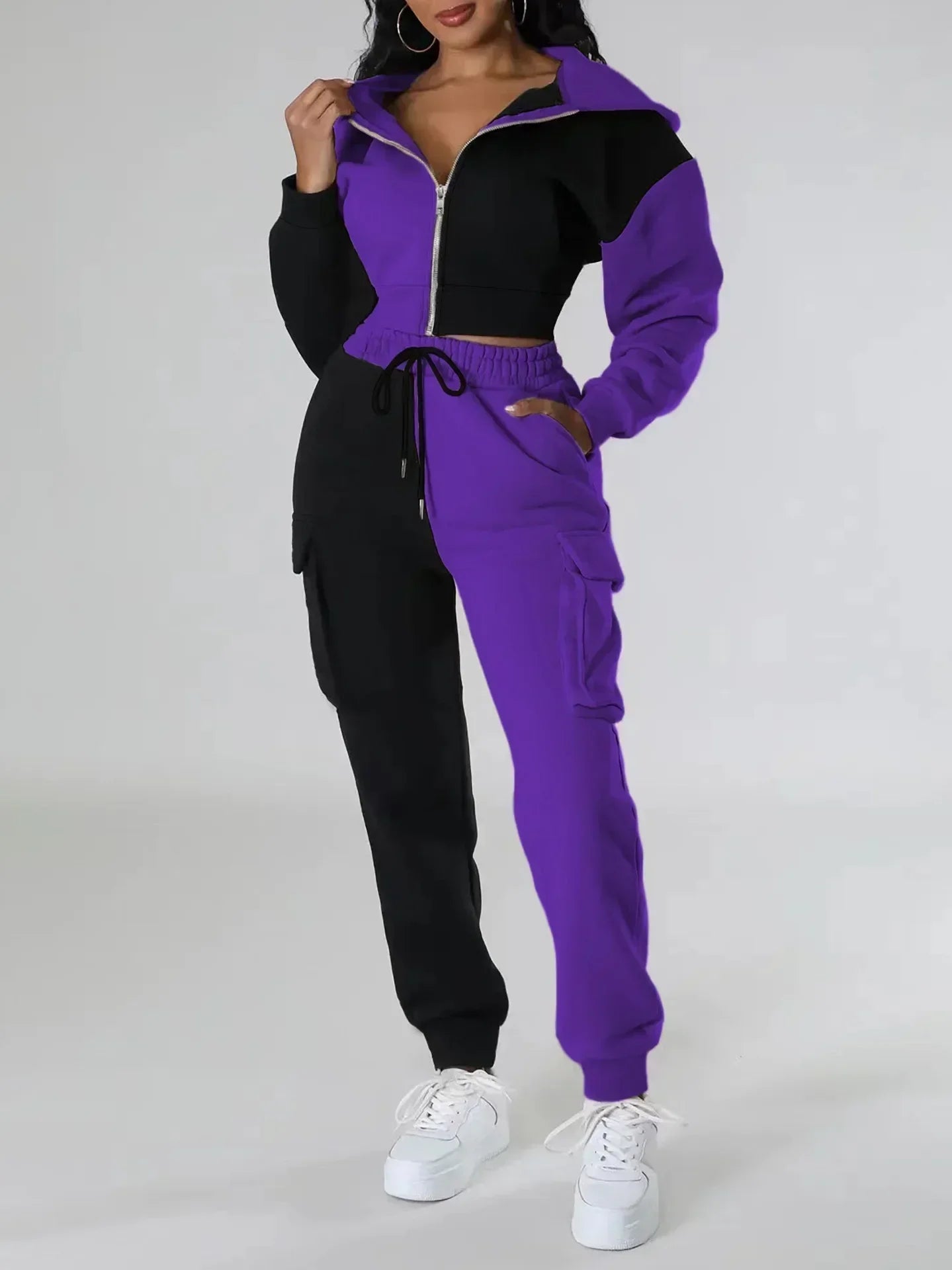 Navarita | Colorblock Cargo Hoodie Set