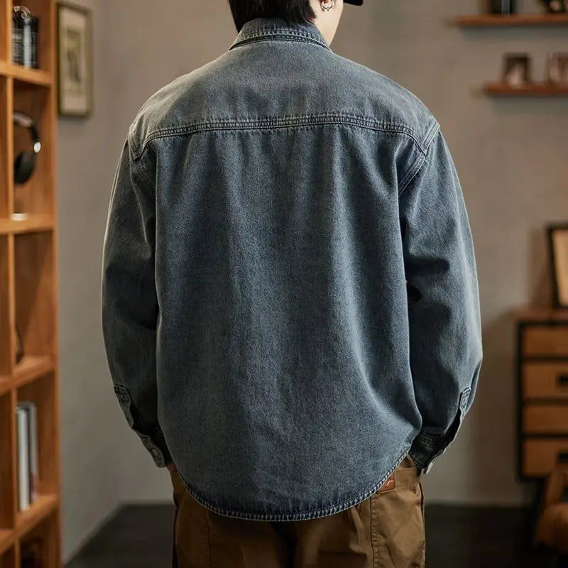 Navarita | Vintage Wash Denim Overshirt with Utility Pockets