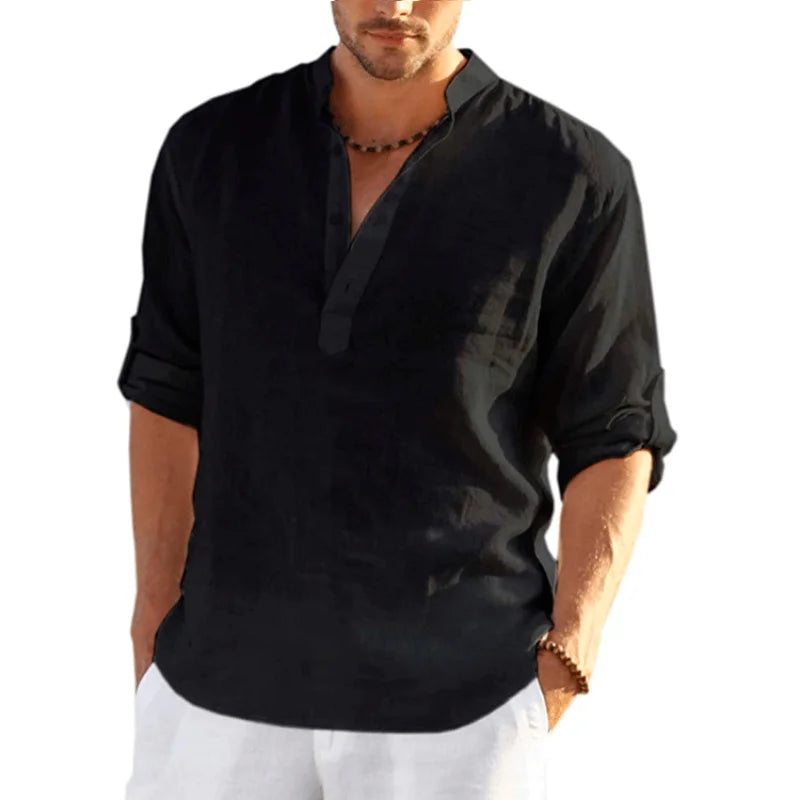 Navarita | Solid Color Casual Linen T-Shirt
