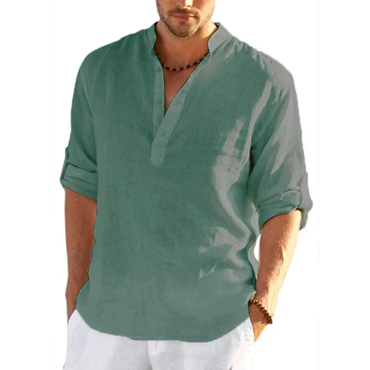 Navarita | Linen Cotton V-Neck Shirt with Relaxed Fit