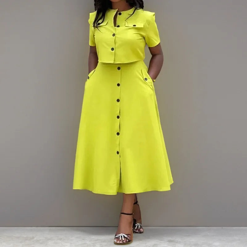 Navarita | Button-Up Skirt & Crop Top Two-Piece Set