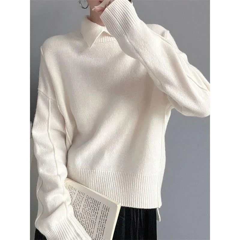Navarita | Autumn Knit Pullover with Collar Detail