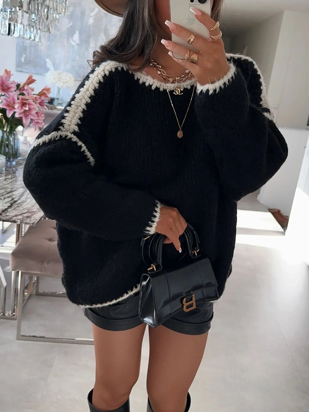 Navarita | Casual Knitted Puff Sleeve Pullover