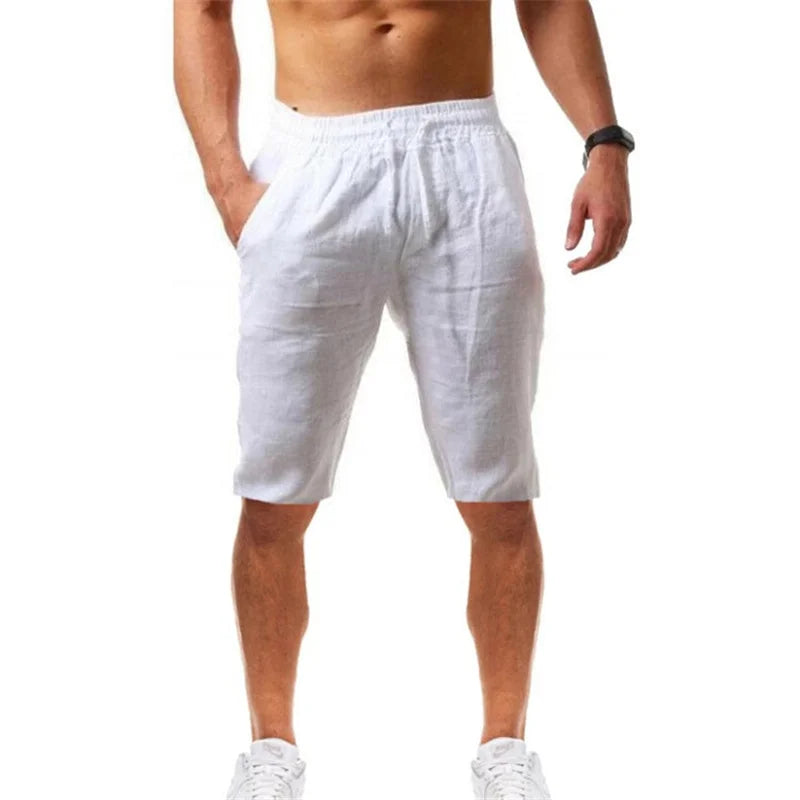Navarita | Sky Blue Cotton-Linen Summer Shorts for Men