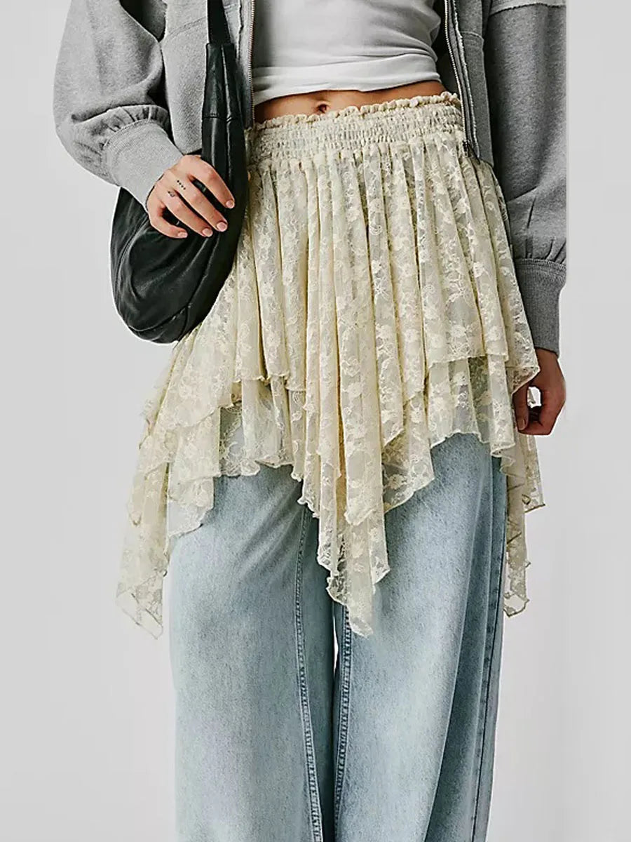 Navarita | Irregular Lace Skirt with Vintage Charm