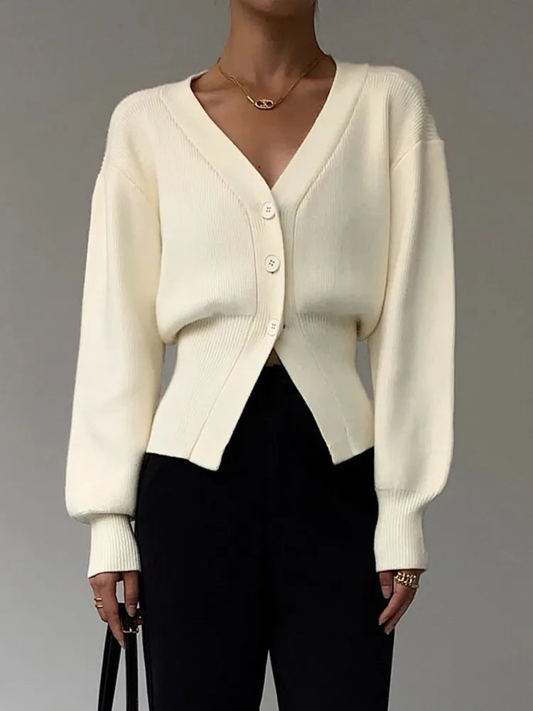 Navarita | Soft V-Neck Buttoned Knit Cardigan