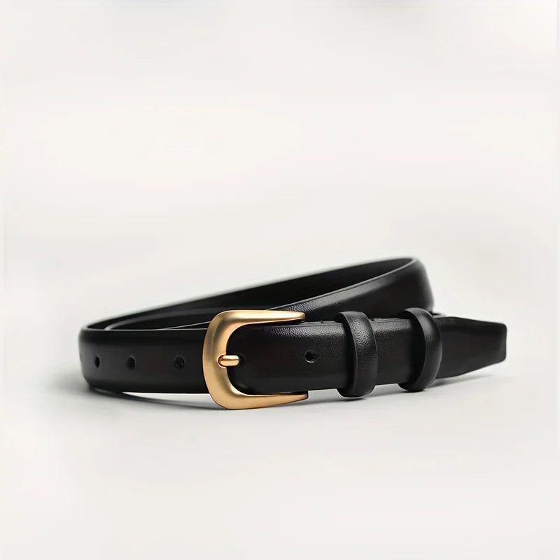 Navarita | Classic PU Leather Belt with Gold Buckle