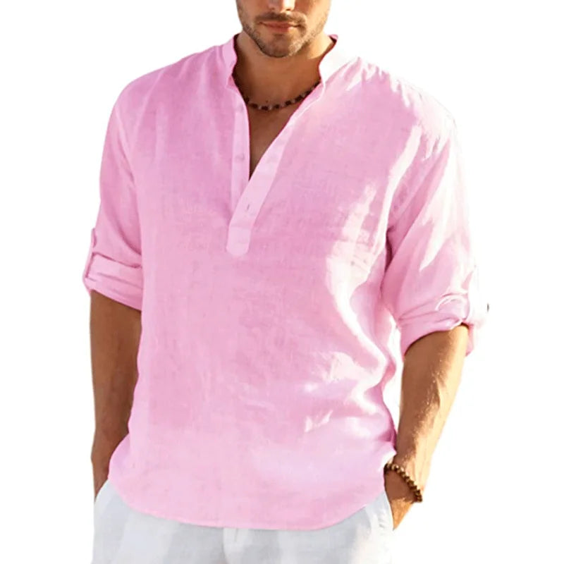 Navarita | Solid Color Casual Linen T-Shirt