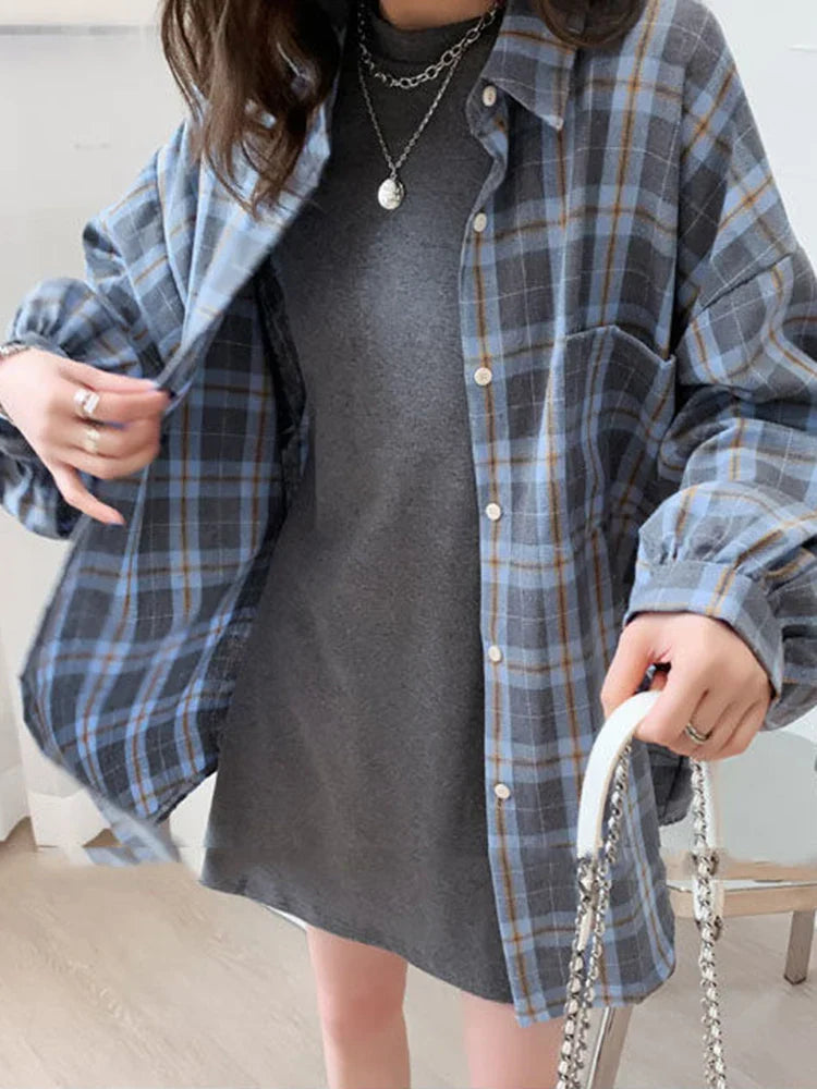 Navarita | Oversized Plaid Cotton Shirt