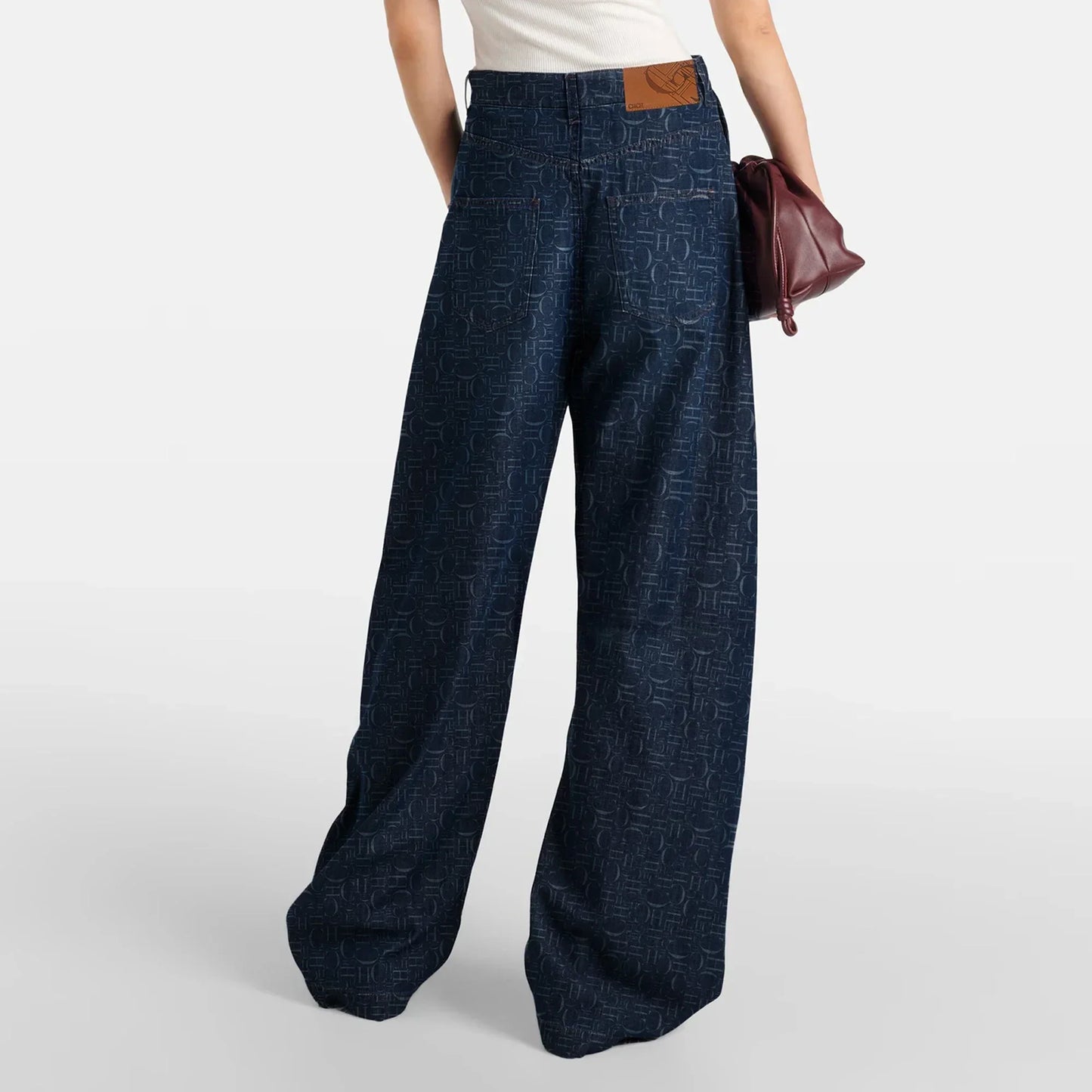 Navarita | Retro Printed High Waist Wide-Leg Denim