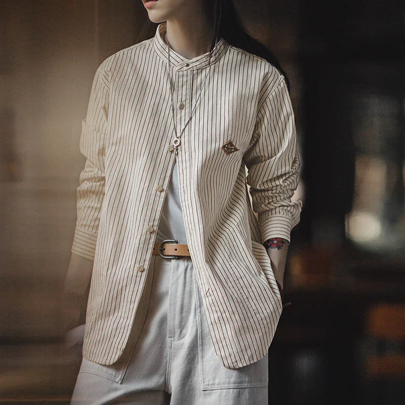 Navarita | Striped Collar Cotton Shirt