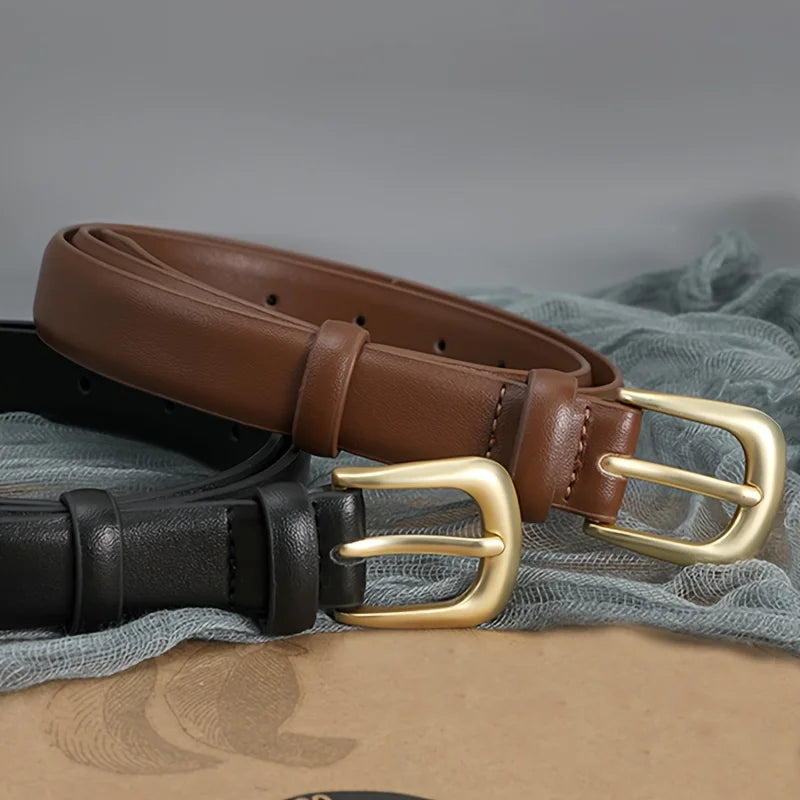 Navarita | Classic PU Leather Belt with Gold Buckle