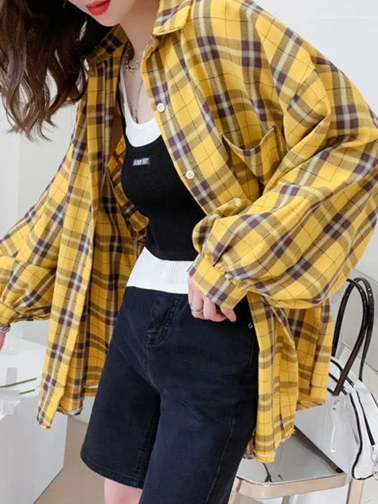 Navarita | Oversized Plaid Cotton Shirt