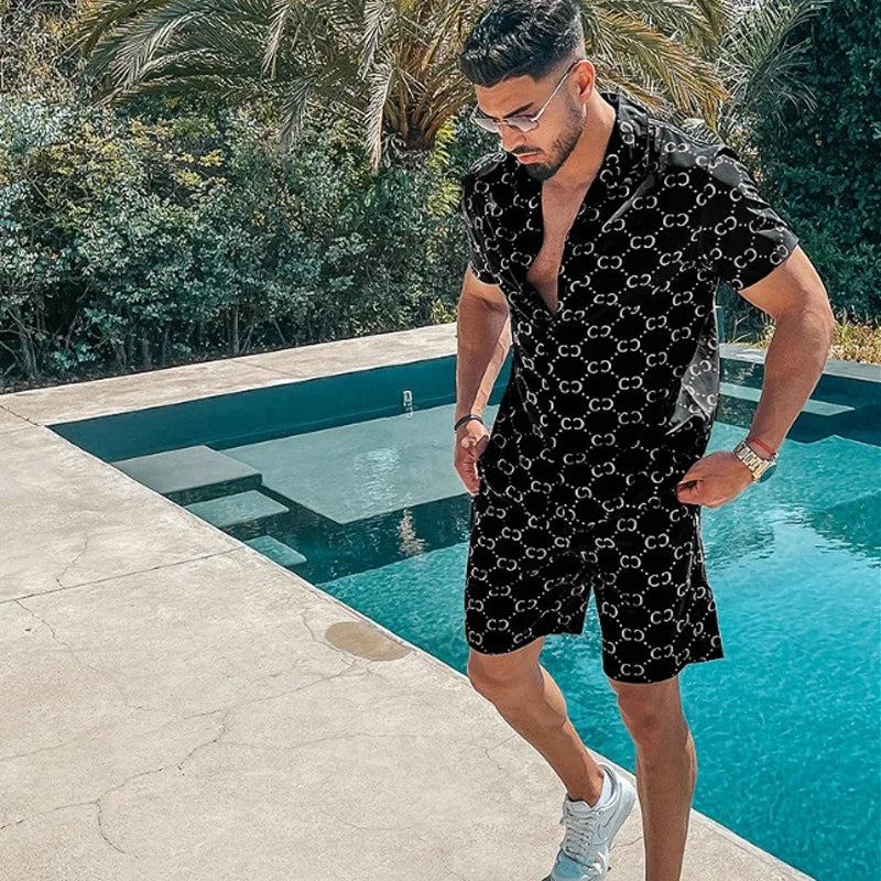 Navarita | Printed Summer Set with Lapel Shirt & Shorts