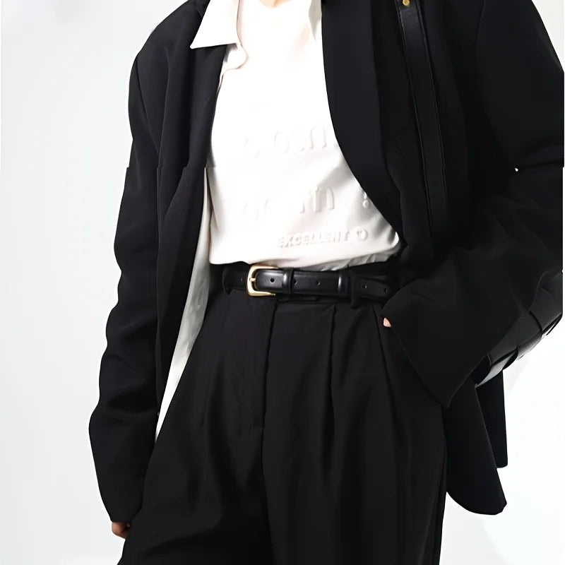 Navarita | Classic PU Leather Belt with Gold Buckle
