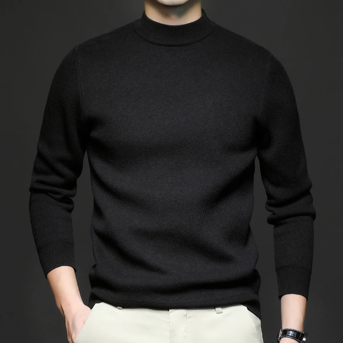 Navarita | Black Slim Fit Knitted Pullover Sweater