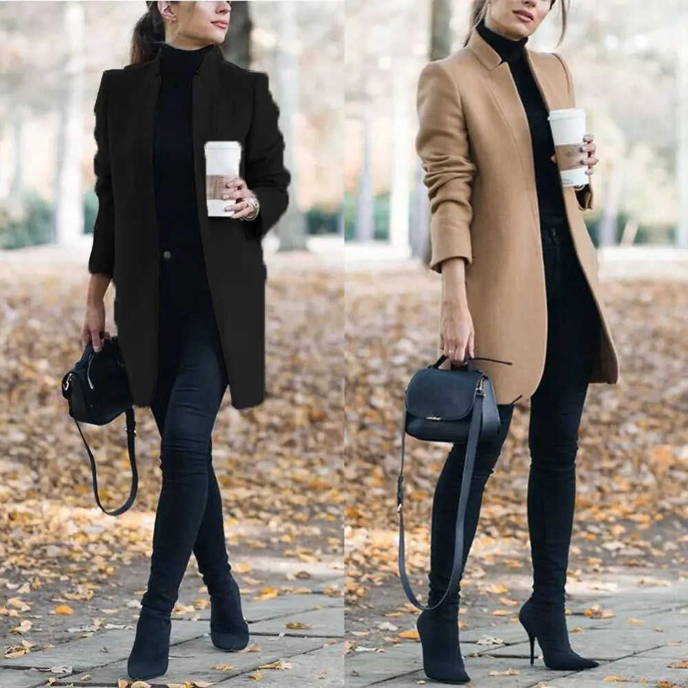 Navarita | Stand Collar Longline Woolen Coat