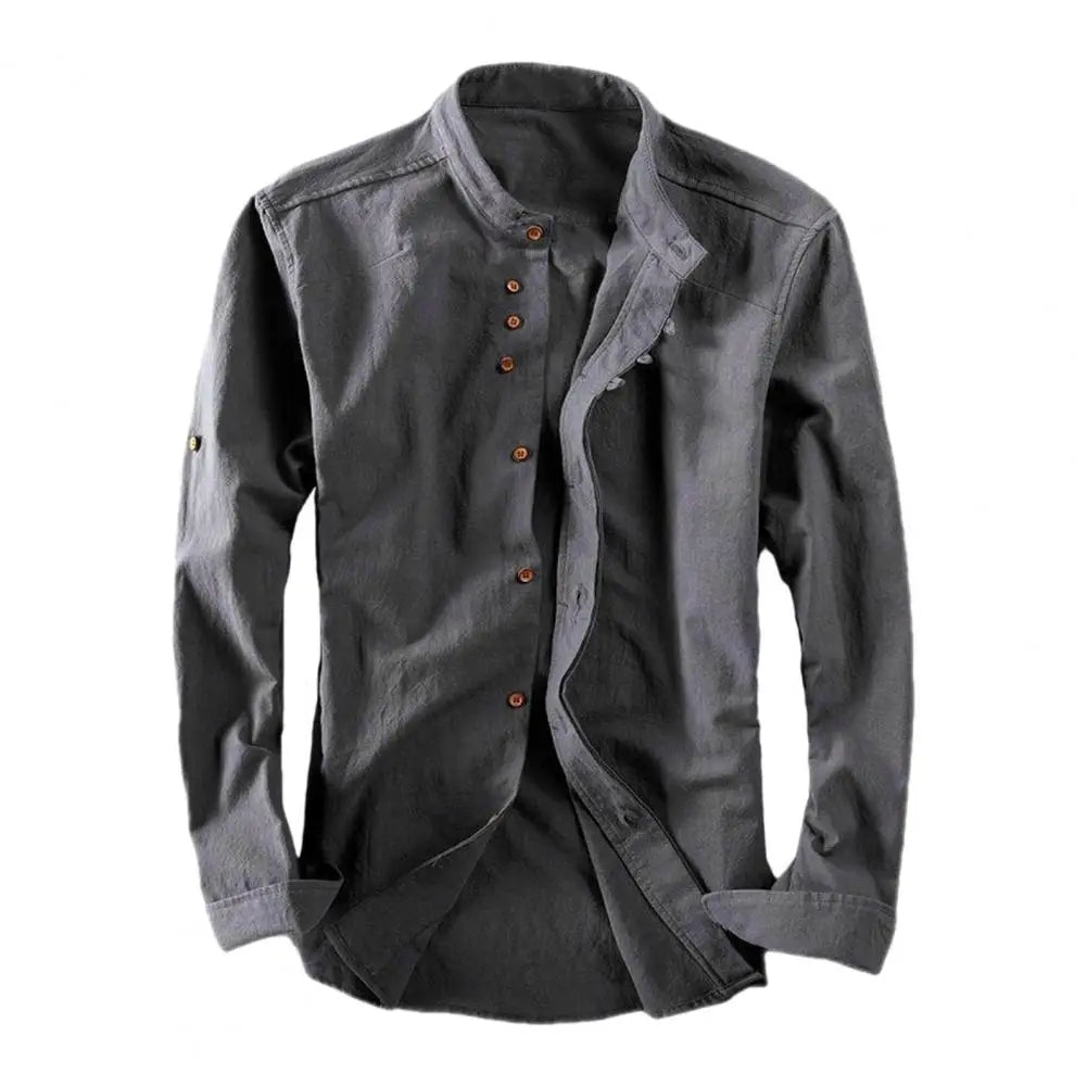 Navarita | Classic White Stand Collar Long Sleeve Shirt