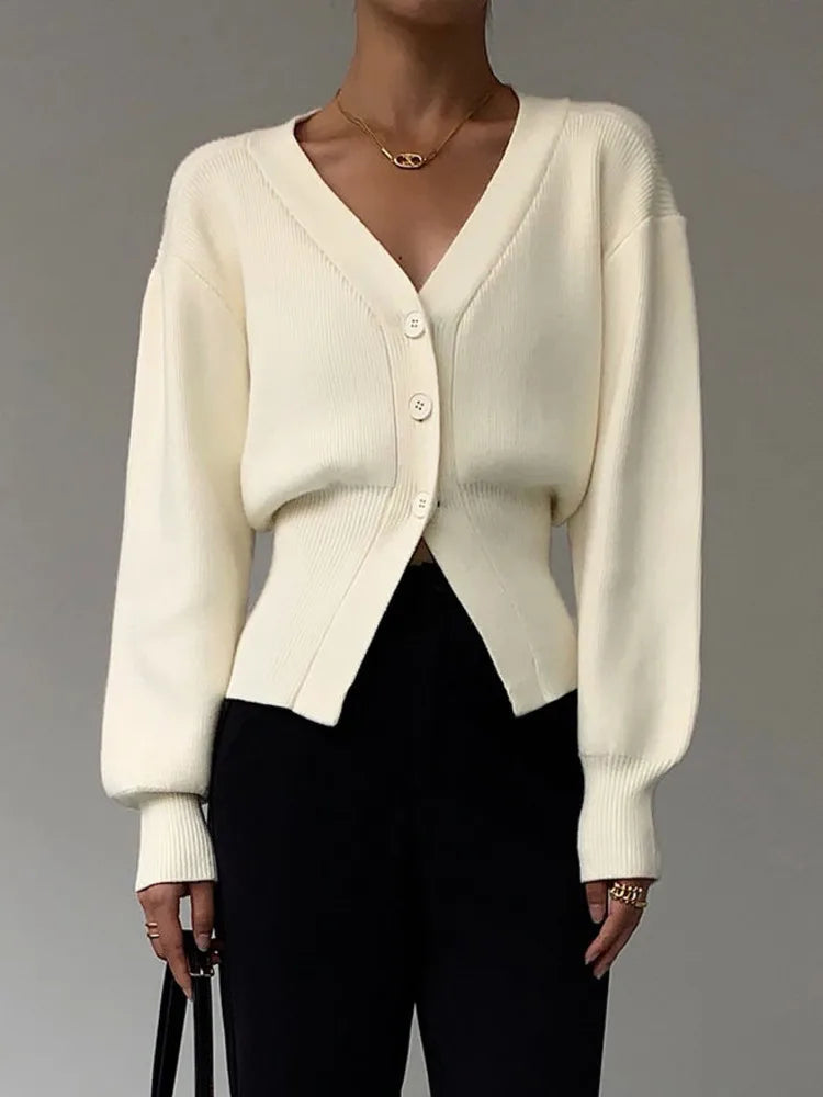 Navarita | Soft V-Neck Buttoned Knit Cardigan
