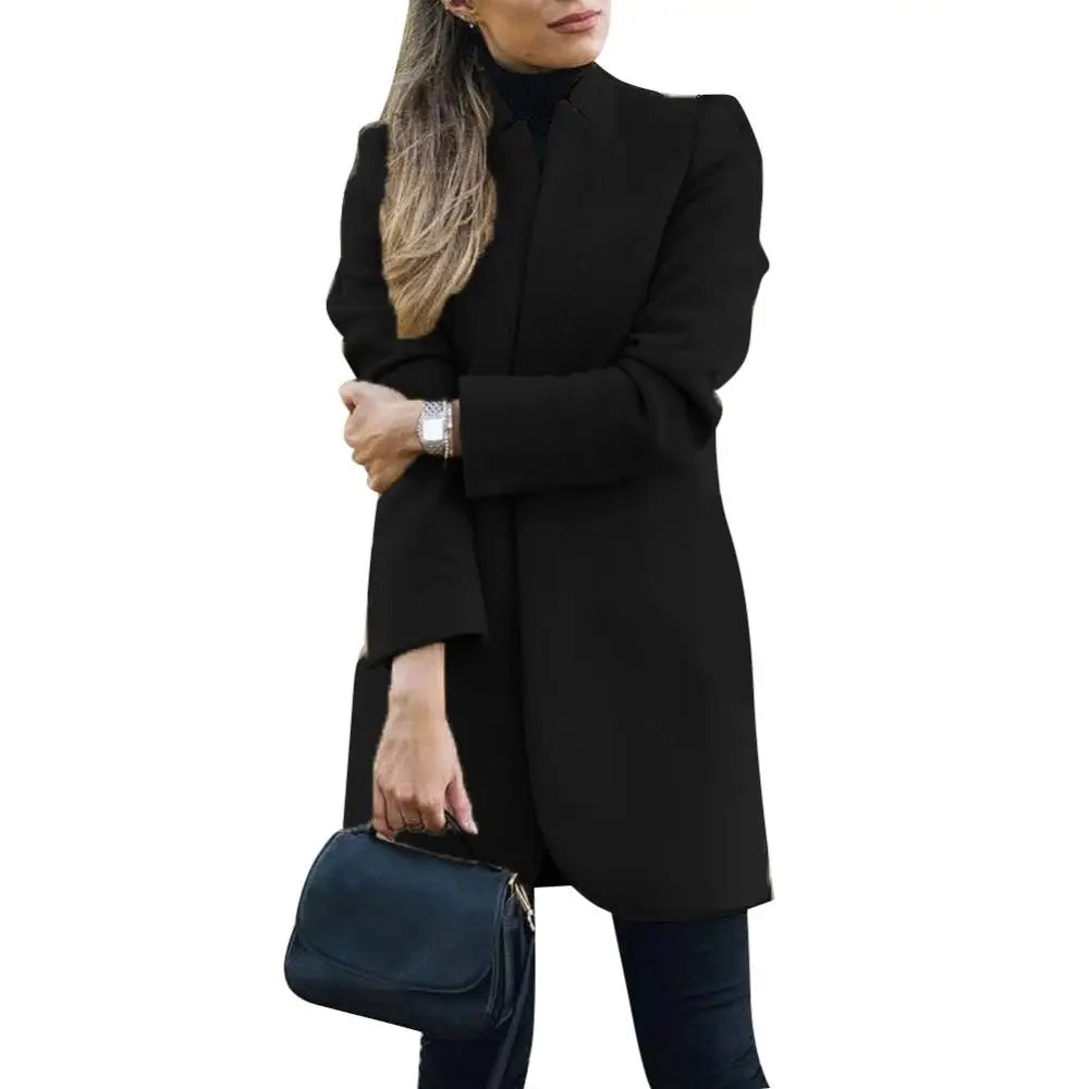 Navarita | Stand Collar Longline Woolen Coat
