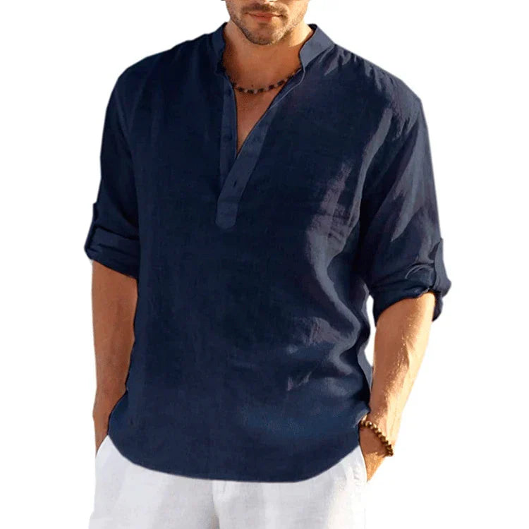 Navarita | Solid Color Casual Linen T-Shirt