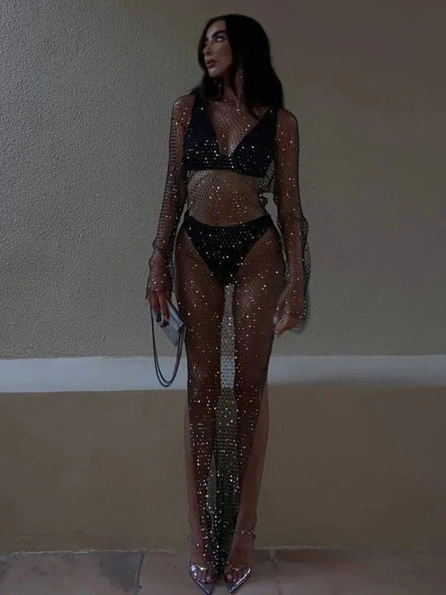 Navarita | Sparkle Mesh Maxi Dress