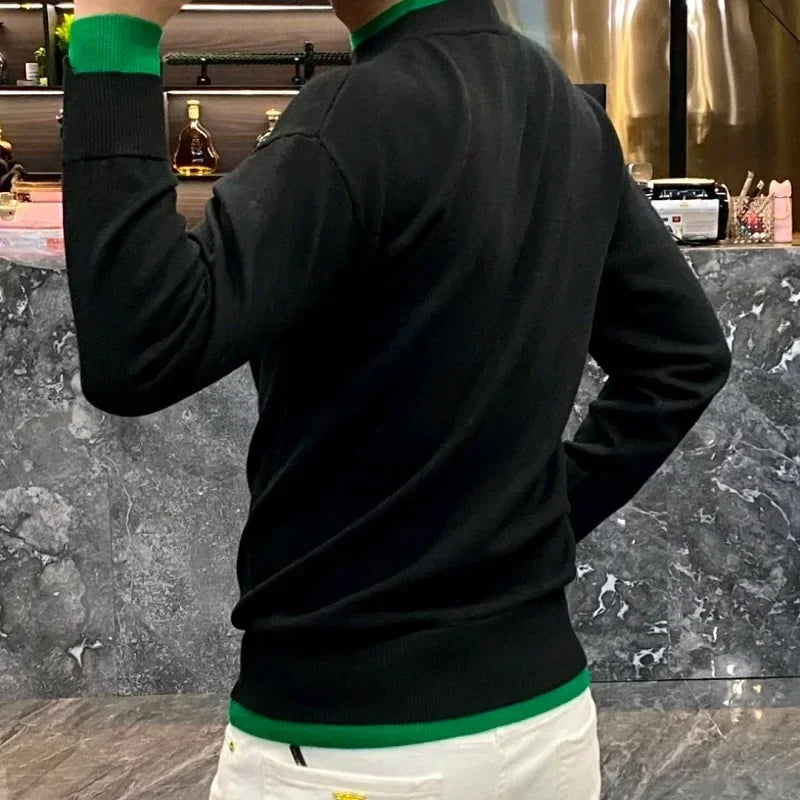Navarita | Contrast Green Detail Knit Sweatshirt
