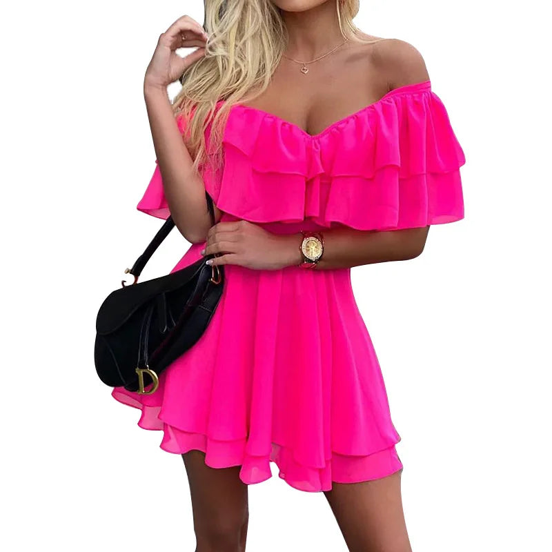 Navarita | Ruffled Off-Shoulder Mini Dress