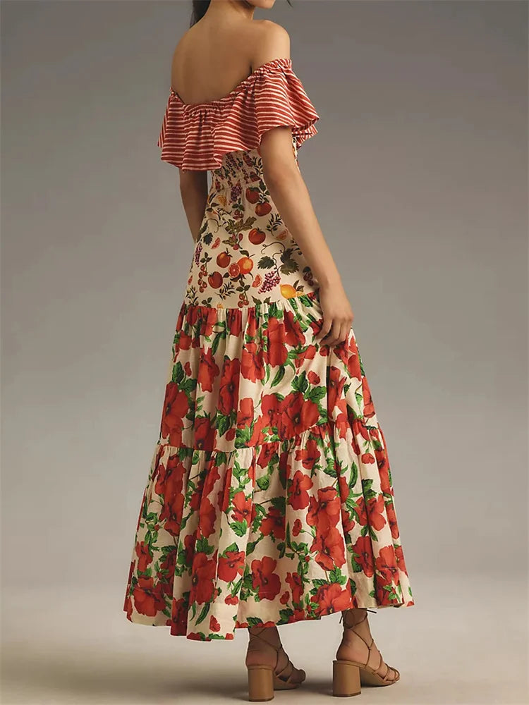 Navarita | Tropical Ruffle Maxi Dress