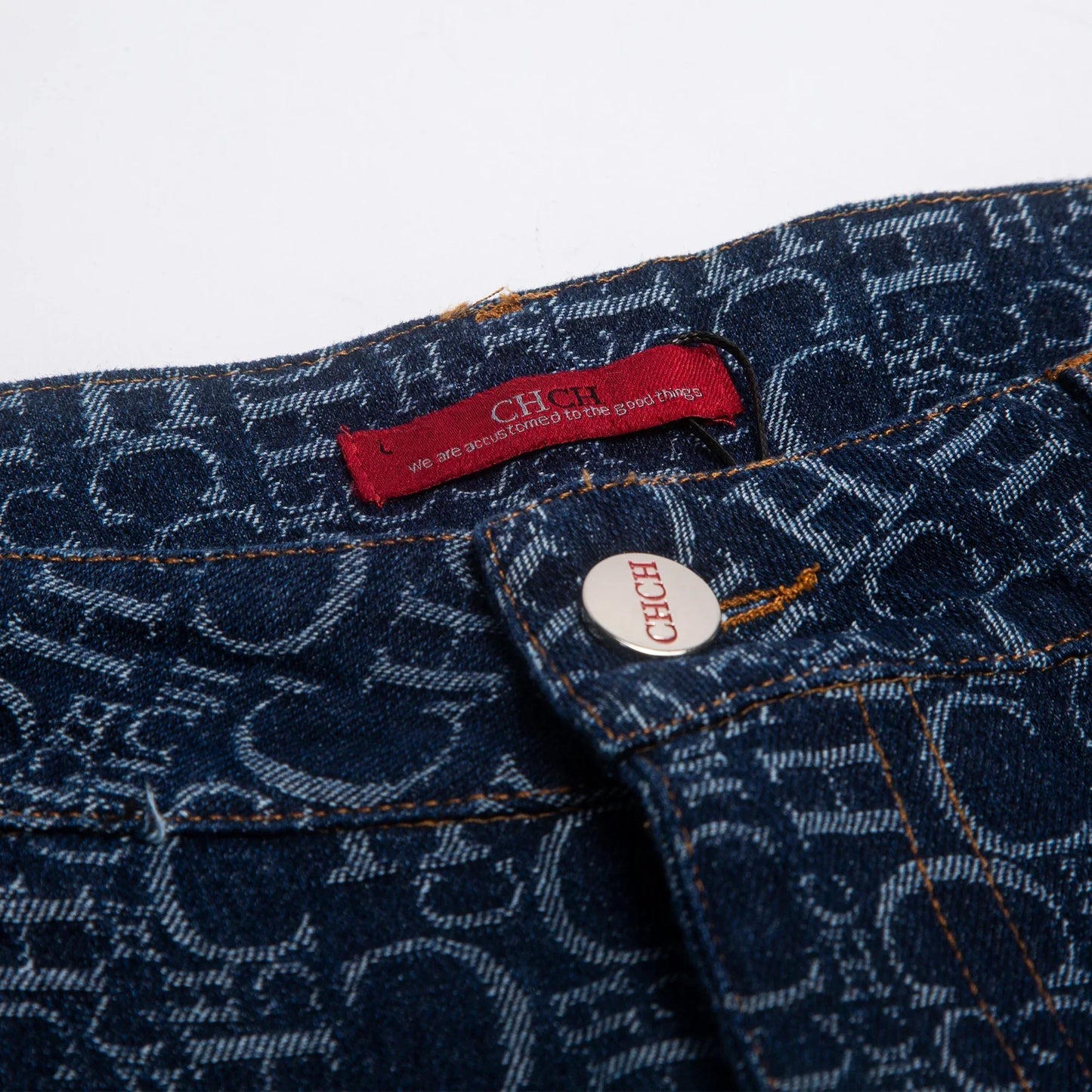 Navarita | Retro Printed High Waist Wide-Leg Denim