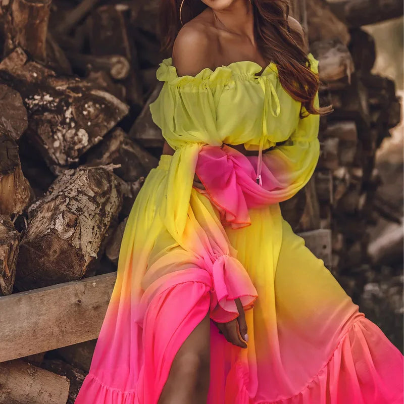Navarita | Sunset Ombre Off-Shoulder Set