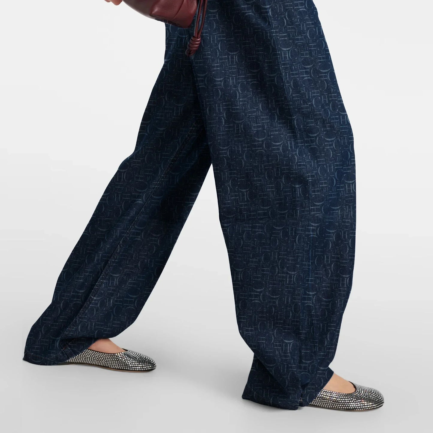 Navarita | Retro Printed High Waist Wide-Leg Denim