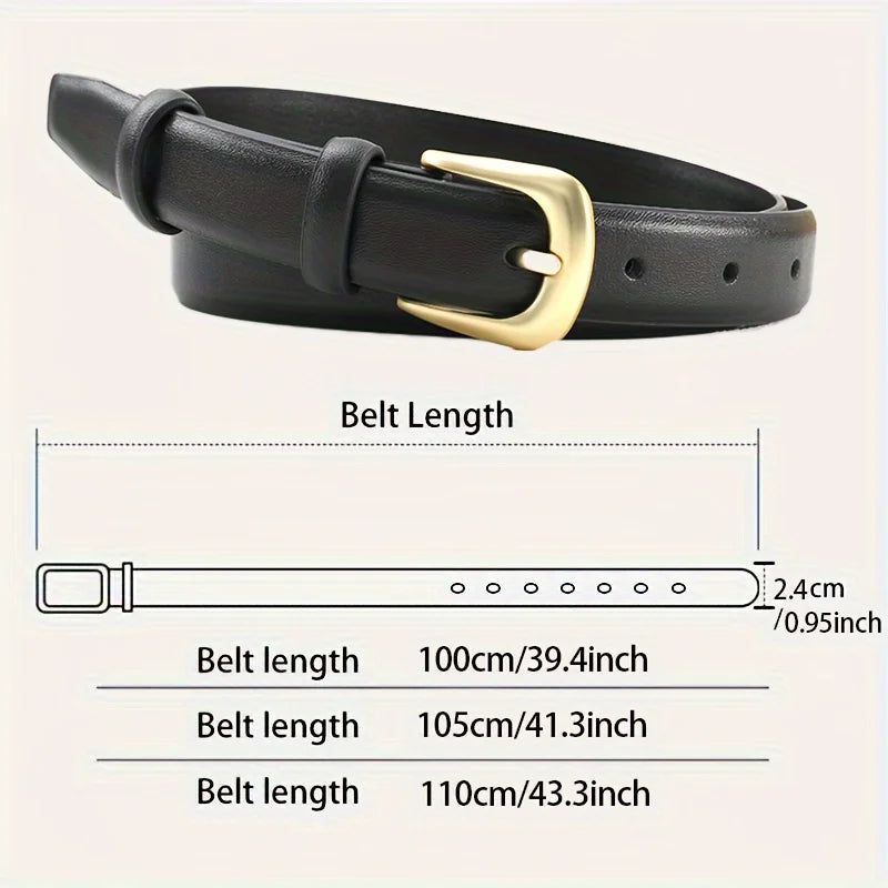 Navarita | Classic PU Leather Belt with Gold Buckle