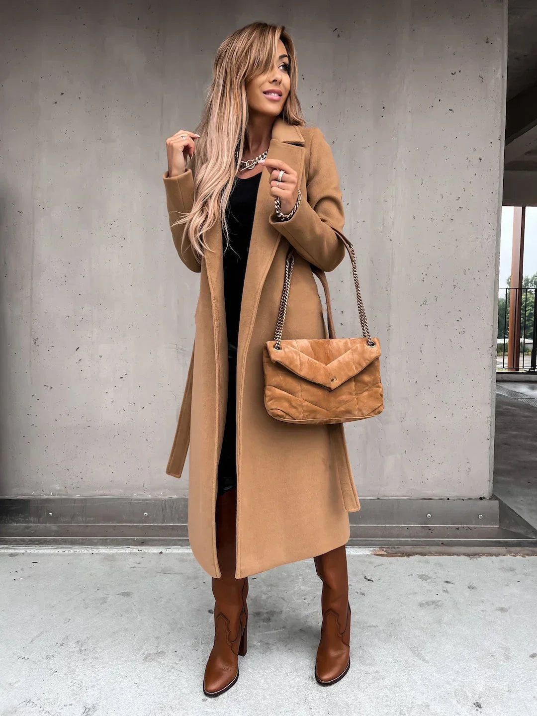 Navarita | Olivia Tie-Belt Woolen Long Coat