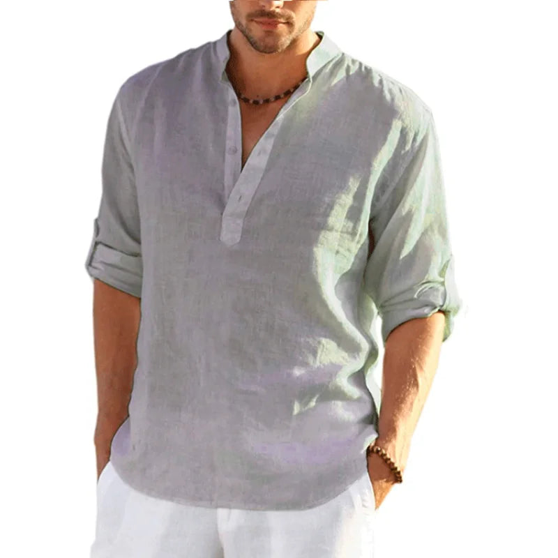 Navarita | Solid Color Casual Linen T-Shirt