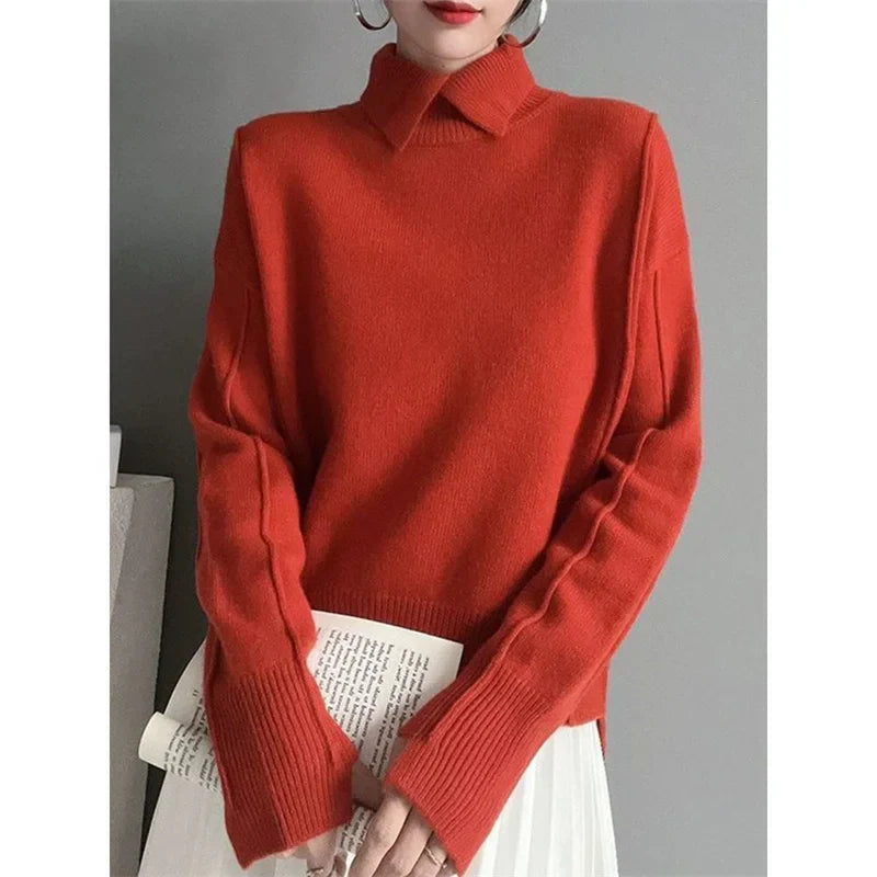 Navarita | Autumn Knit Pullover with Collar Detail