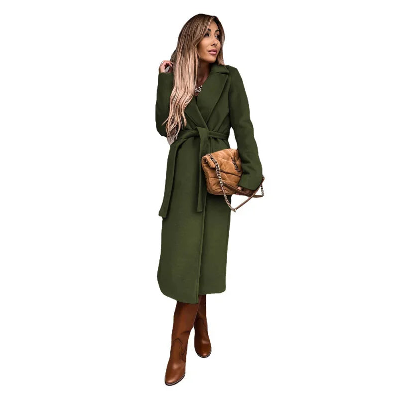 Navarita | Olivia Tie-Belt Woolen Long Coat