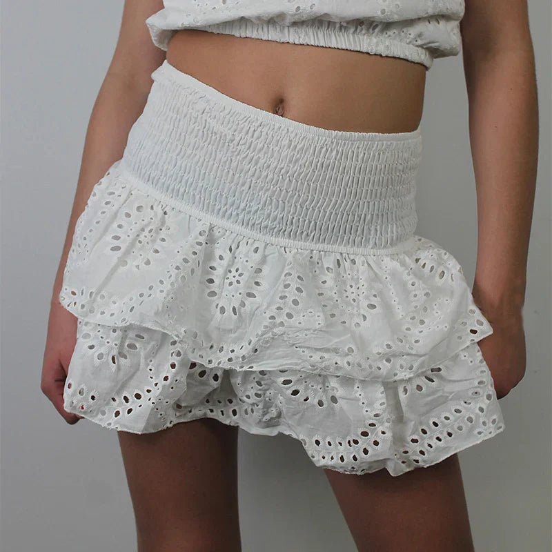 Navarita | Ruffled Smocked Layered Mini Skirt