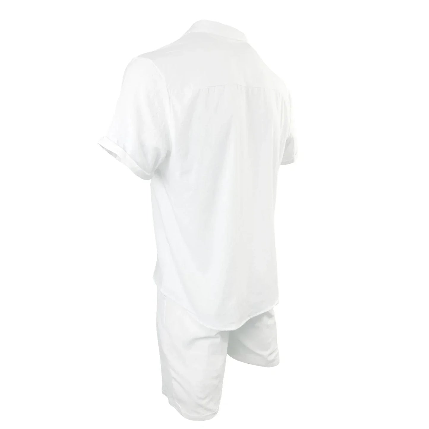 Navarita | Men's White Cotton Linen Cuban Collar Shirt