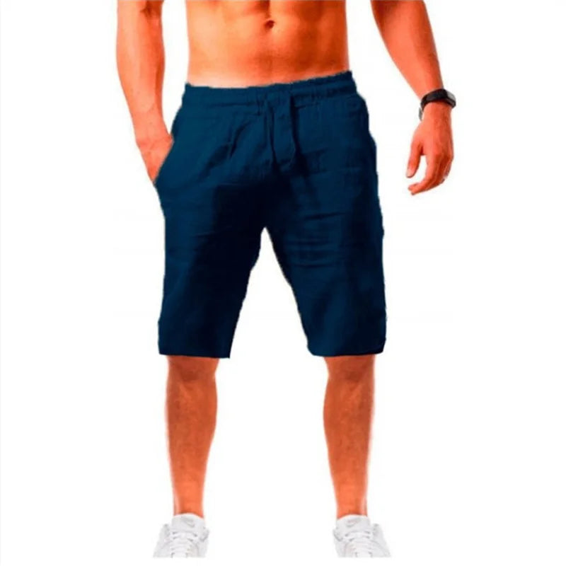 Navarita | Sky Blue Cotton-Linen Summer Shorts for Men