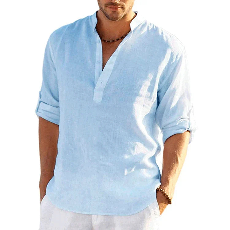 Navarita | Solid Color Casual Linen T-Shirt