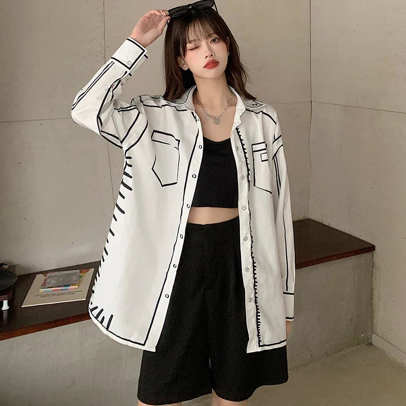 Navarita | Sketchline Printed Oversize Shirt