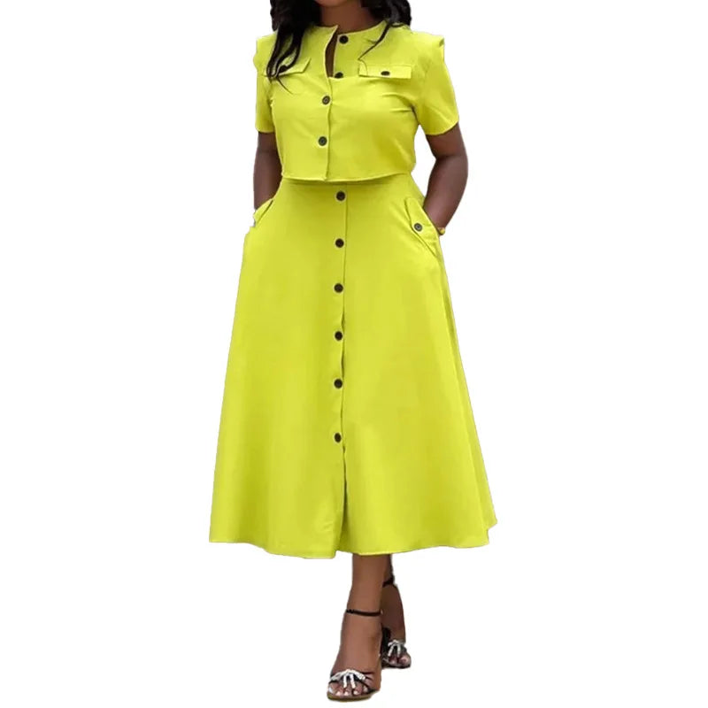 Navarita | Button-Up Skirt & Crop Top Two-Piece Set