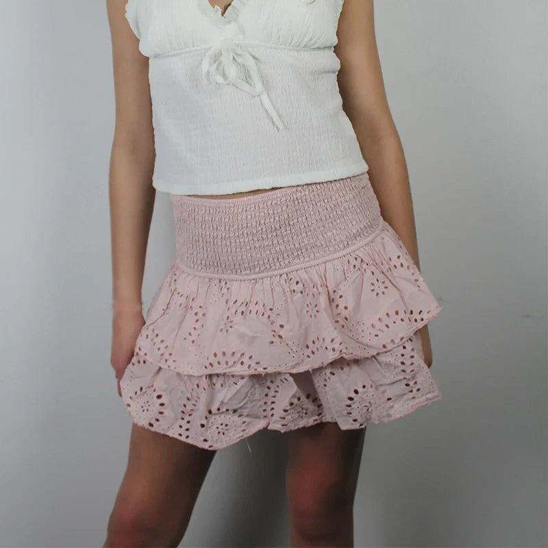 Navarita | Ruffled Smocked Layered Mini Skirt
