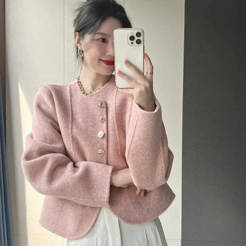 Navarita | Vintage Wool-Blend Short Coat in Light Pink