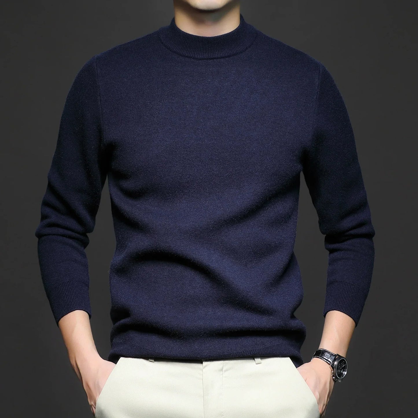 Navarita | Black Slim Fit Knitted Pullover Sweater
